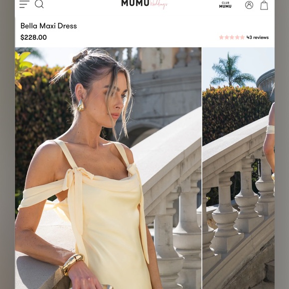 Show Me Your MuMu Bella Maxi Dress in pale yellow satin - Picture 2 of 6